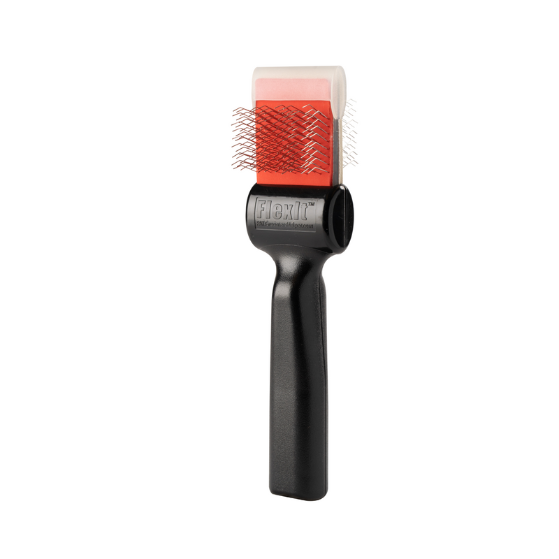 FlexIt Red/Silver Dematter-Coat Grabber Combo Brush - Single Width