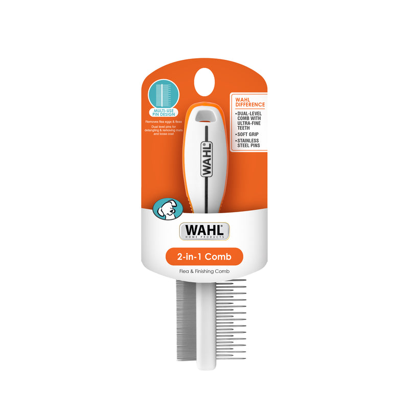 Wahl Orange/White 2 in 1 Finishing and Flea Comb
