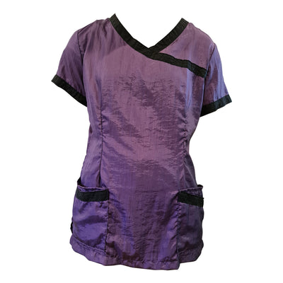 Plum/black dog grooming top