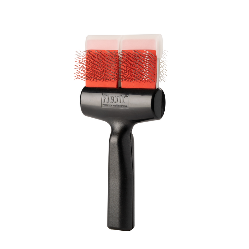 FlexIt Red/Silver Dematter-Coat Grabber Combo Brush - Double Width
